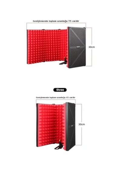 Midex Pf-44 Red Mikrofon Ses Yalıtım İzolasyon Paneli 5 Bölümlü 75x30 Cm