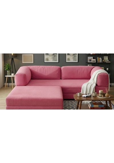 Herev 200x200 Cm 50 Dns Modüler Köşe Koltuk Fitilli Kadife Kumaş, Yatak Olabilen, Modern Tasarım Şark Köşe Pembe Herev 200x200 Cm 50 Dns Modüler Köşe Koltuk Fitilli Kadife Kumaş, Yatak Olabilen, Modern Tasarım Şark Köşe Pembe