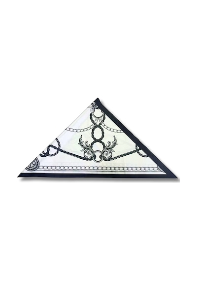 Tarzını Seç Zincir Desenli Siyah Üçgen Fular Bandana Estacraft - 100x45 Cm