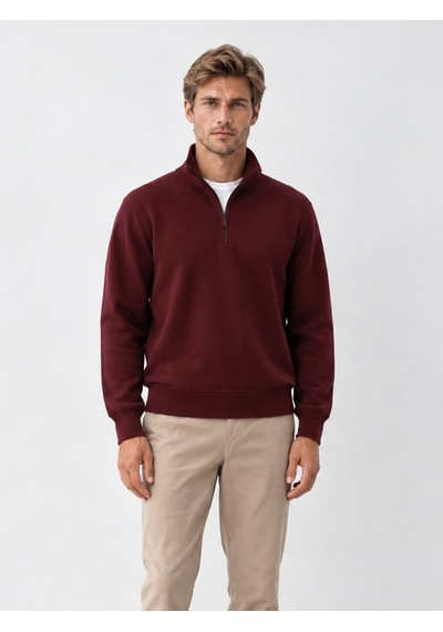 Xint Bordo Pamuk Dokulu Regular Fit Sweatshirt 300290