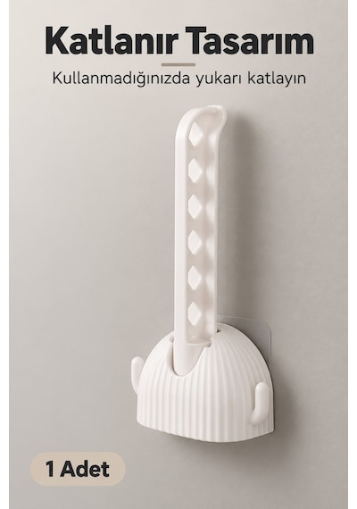 Portatif Katlanır Askı Beyaz Delikli Kollu Kendinden Yapışkanlı