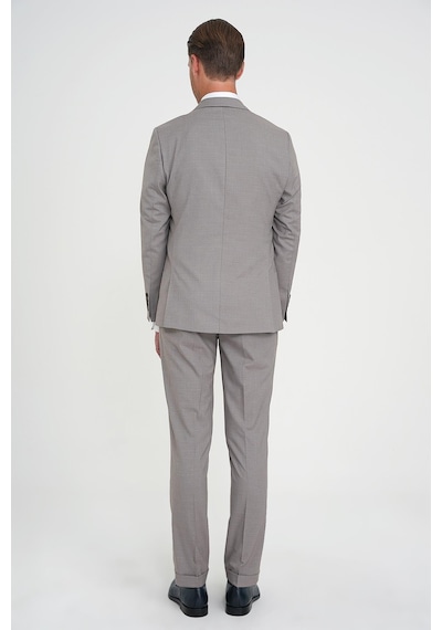 Efor Slim Fit Çift Yırtmaç Esnek Yelekli Klasik Bej Takım Elbise Tk 916 Bej