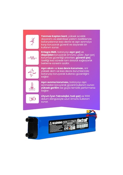 Volta Vt1 Batarya Ultra Yüksek Kapsite 36v 12.800 Mah Elektrikli Scooter Bataryası