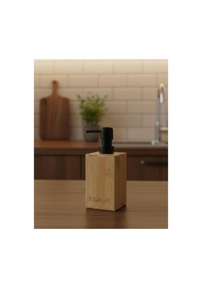 Modern Doğal Görünümlü Bambu Kare Sıvı Sabunluk, Losyonluk Doğal Bambu