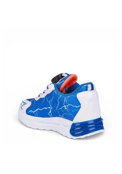 Zacoz Erkek Çocuk Akıllı Bağcıklı Ateş Desenli Spor Sneaker Ayakkabı Beyaz - Mavi