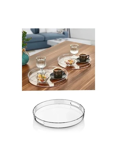 Yuvarlak Tepsi Füme Şeffaf Royaleks-82930