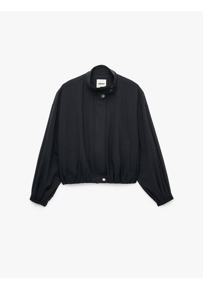 Koton Çizgili Dik Yaka Uzun Kollu Fermuarlı Oversize Bomber Ceket Lacivert Çizgili 7wak50049pw Koton Çizgili Dik Yaka Uzun Kollu Fermuarlı Oversize Bomber Ceket Lacivert Çizgili 7wak50049pw