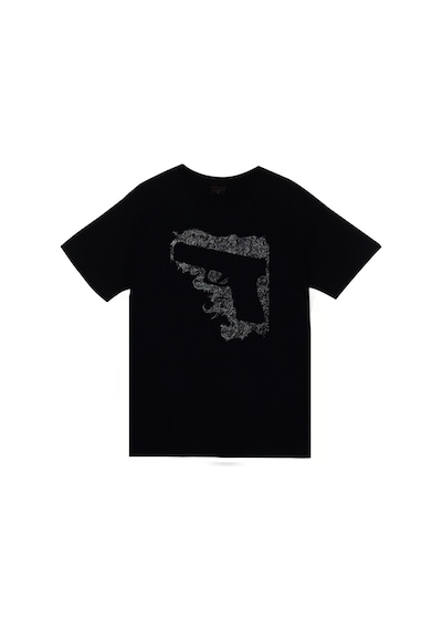 Stoned&Fame Tabanca Silah Baskılı T-shirt SIYAH