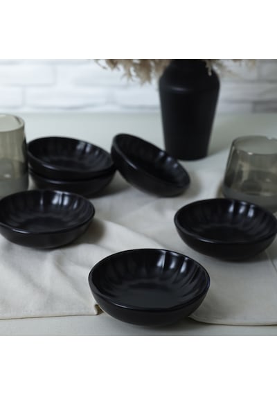 Keramika Mat Siyah Sirius Çerezlik / Sosluk 12 Cm 6 Adet 956