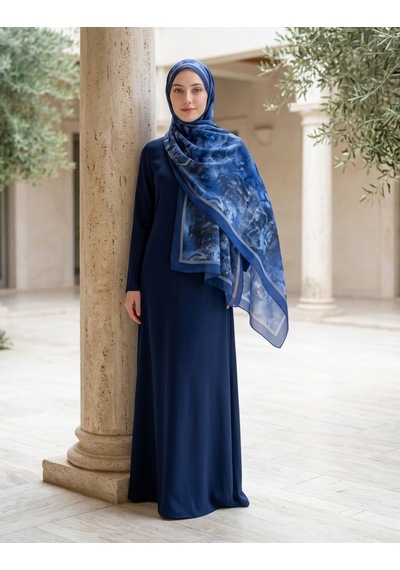 Camellia Scarfs Rossa Desen Soft Şal Lacivert Klasik Ve Zarif Seçim