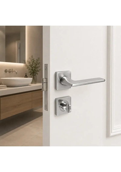 Sese Nida Modeli Kare Rozetli Wc Kapı Kolu Inox 200-224r-02-53