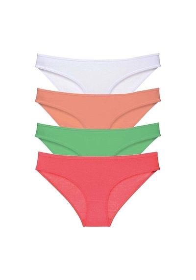 Hubrendy Tedarik 4 Adet Süper Eko Set Likralı Kadın Slip Külot 526 Çok Renkli