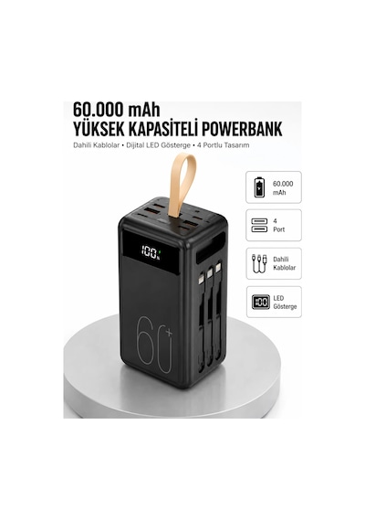 Güvenlik Korumalı Hızlı Şarj Özellikli Powerbank Yeni Nesil Siyah