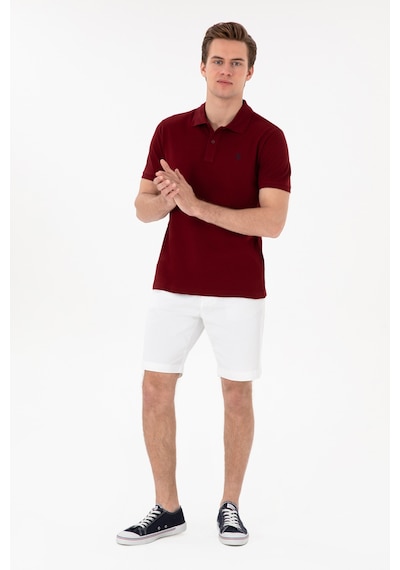 U.S. Polo Assn. Erkek Slim Fit Polo Yaka Bordo Basic Tişört 50297984-VR177