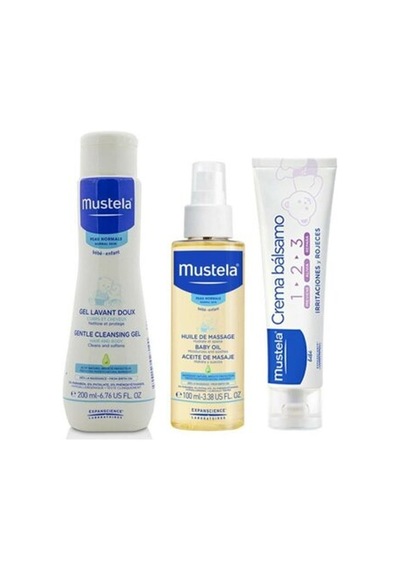 Mustela Gentle Cleansing Gel 500 ML + Masaj Yağı 100 ML + Vitamin Barrier 1-2-3 Cream 50 ML