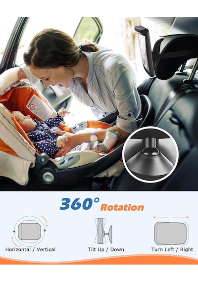 Zacro Bebek Araba Aynası, 3 Parlaklık Seviyeli, Uzaktan Kumandalı, 360 Dönebilir Arabada Bebek Var Sticker