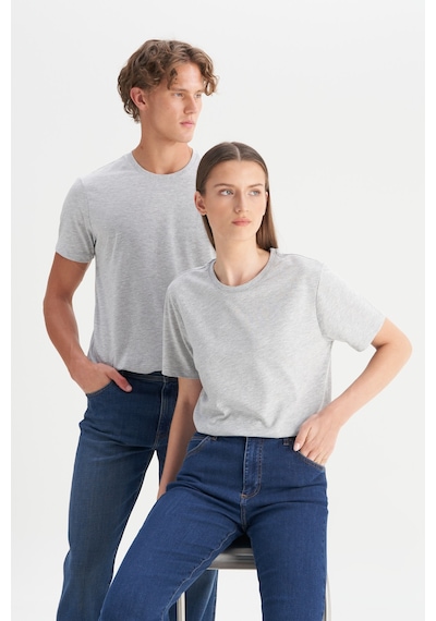 AC&Co / Altınyıldız Classics 4A4800000001GMJXS Slim Fit Bisiklet Yaka Pamuklu Erkek Tişört Gri Melanj