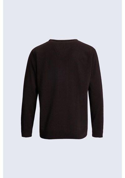 Hatemoğlu Kahverengi Regular Fit Bisiklet Yaka Kazak