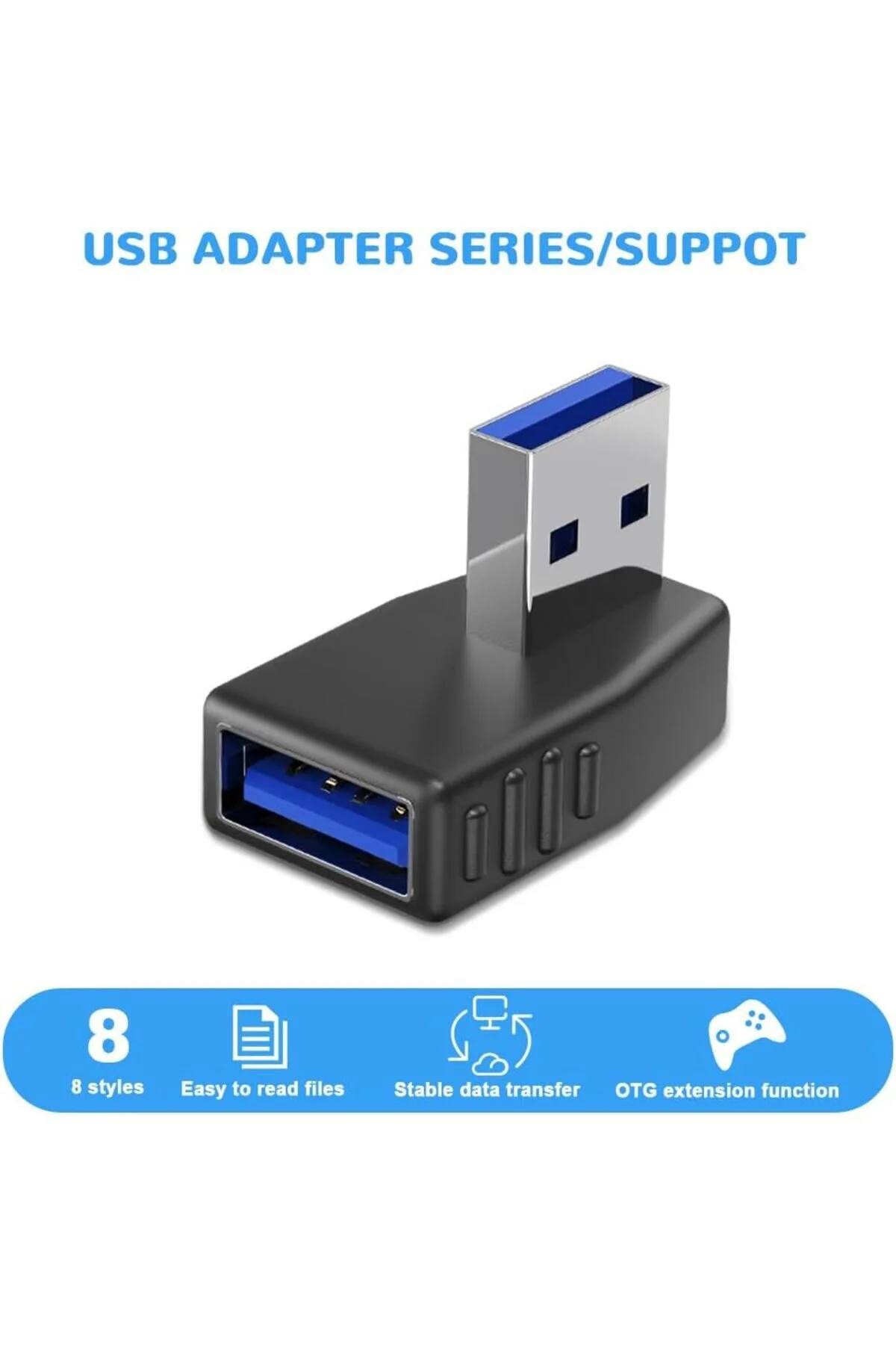 Sol Ve Sağ 90 Derece Adaptör Usb 3.0 Erkek Dişi Açı Uzatma Adaptörü Usb Bağlayıcı Konnektörü