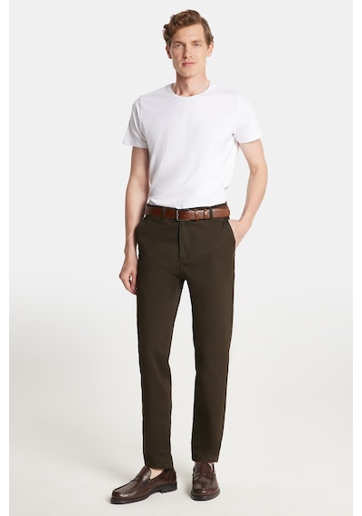 Tudors Erkek Regular Fit Chino Esnek Yandan Cepli Önü Fermuarlı Pamuklu Dokulu Haki Pantolon-34527 Haki