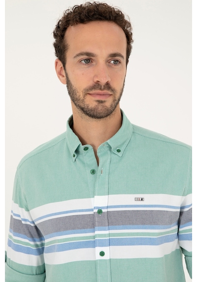 U.s. Polo Assn. Erkek Yeşil Gömlek Desenli 50288373-vr054 Yeşil