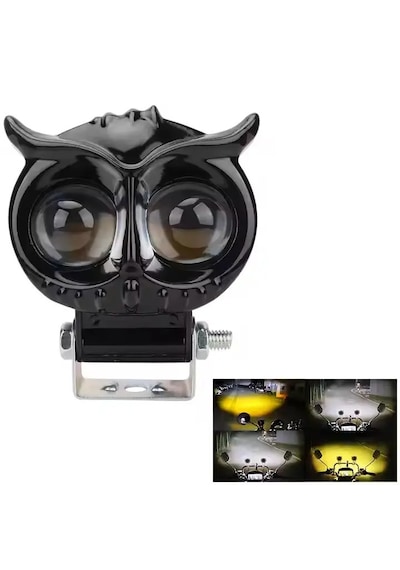 1 Adet Baykuş Led Sis Farı Çakarlı 4 Fonksiyon Çift Renk Sarı-beyaz Moto-offroad-suv-iş Makinesi 12/24 V