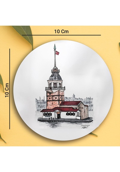 Valerine Life Kız Kulesi Figürlü Yıkanabilir Kaydırmaz Ofis Çay Ve Fincan Bardak Altlığı 10x10cm 6 Adet Siyah