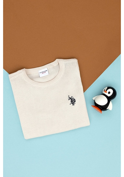 U.S. Polo Assn. Kız Çocuk Hardal Basic Bisiklet Yaka Kazak 50275851-vr072 Beyaz