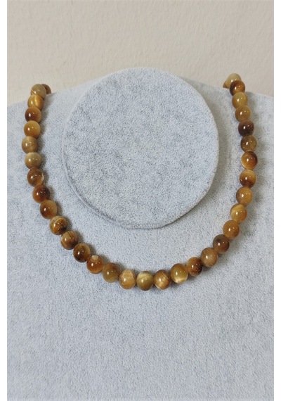 8 Mm Sarı Kaplangözü Doğaltaş Kolye