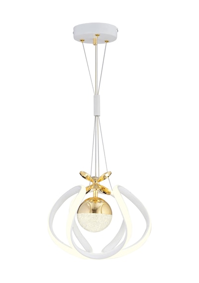 Pelin Tekli Beyaz Gold Ledi Modern Oturma Odası, Koridor, Salon Led Avize