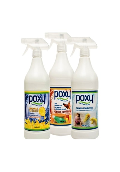 Poxy Limonlu Yağ Çözücü + Fayans Temizleyici + Genel Temizlik 3 x 1 L