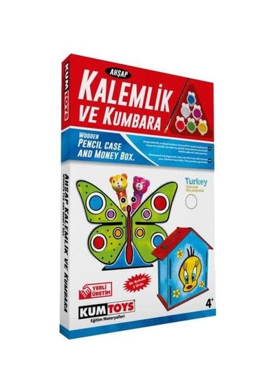 Kumtoys Kelebek Ahşap Kalemlik ve Kumbara Maket Ahşap Boyama 2 Ü