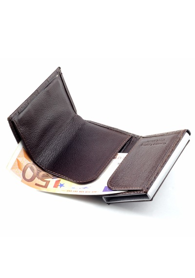 Ancora Leather Hakiki Deri Croco Mekanizmalı Erkek Cüzdanı Kahve Kahverengi