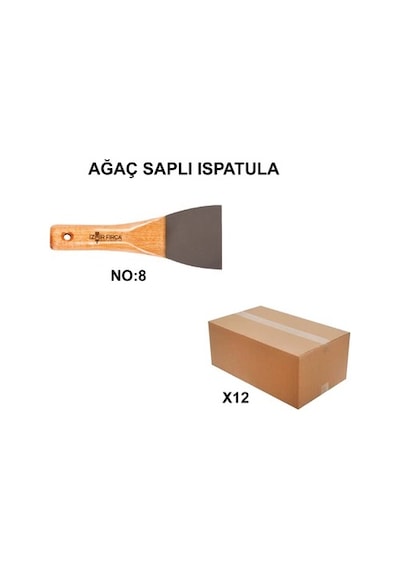 12 Adet Ağaç Saplı Ispatula, No:8 Kalite Seti 001 Siyah