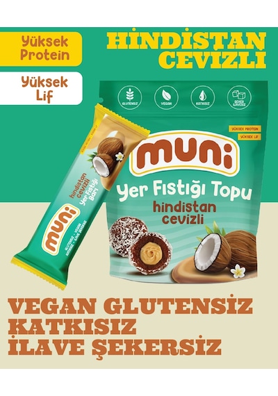 Muni Hindistan Cevizli Yer Fıstığı Topu 6 x 80 G + Yer Fıstığı Barı 12 x 40 G