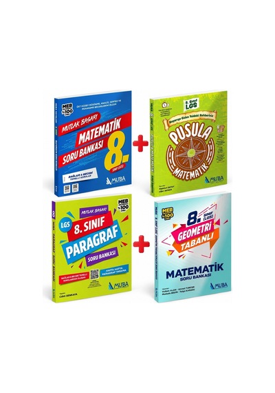 Muba Yayınları Mb8001 Mb 8. Sınıf Matematik Soru Bankası + 08 Sınıf Pusula Sb Matematik 2526 + Muba 08 Sınıf Sb Mutlak Başarı Türkçe Paragraf + Muba 08 Sınıf Sb Geometri Tabanlı Matematik Yeni 2526 Muba Yayınları Mb8001 Mb 8. Sınıf Matematik Soru Bankası + 08 Sınıf Pusula Sb Matematik 2526 + Muba 08 Sınıf Sb Mutlak Başarı Türkçe Paragraf + Muba 08 Sınıf Sb Geometri Tabanlı Matematik Yeni 2526
