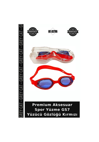 Premium Aksesuar Spor Yüzme Gs7 Yüzücü Gözlüğü Kırmızı