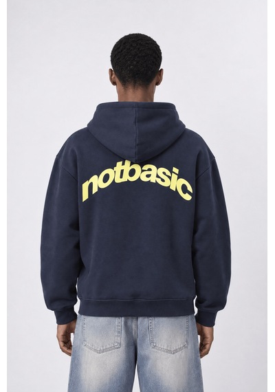 Respire Erkek Notbasic Baskılı Oversize Hoodie Lacivert