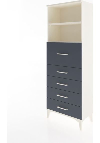 Arges Dolap 2 Raflı 5 Çekmeceli 60x30x163 Aytaşı-antrasit Aytaşı