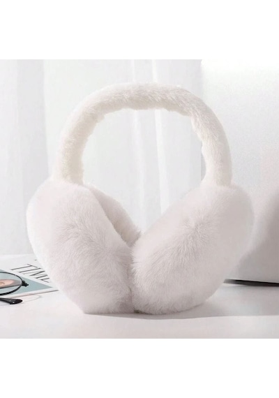 Eleven Markets Soğuktan Koruyucu Soft Peluş Katlanabilir Kulak Koruyucu Kulaklık Beyaz