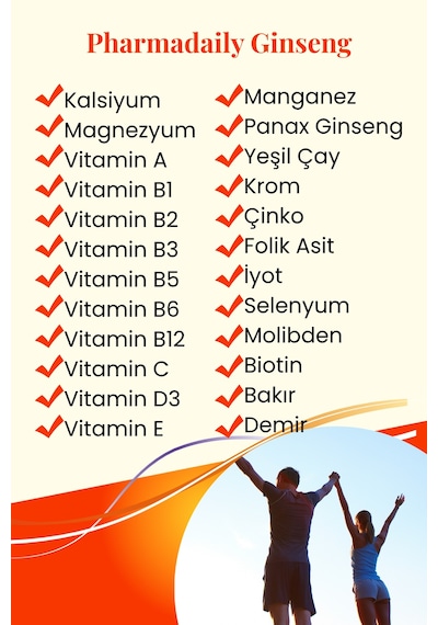 Pharmadaily Ginseng Içerikli Multivitamin Enerji 30 Tablet