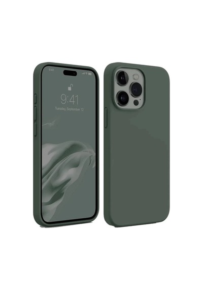İphone 15 Pro Kılıf First Silikon - Koyu Yeşil