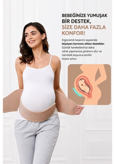 Modalarge Hamile Bel Korsesi Lohusa Korse Bandı 3 Parça Ayarlanabilir Balenli Karın Bel Destek Kemeri Gebe Korsesi Bej
