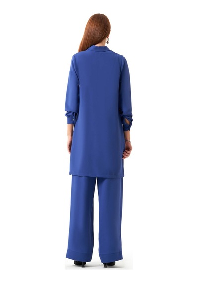 Mizalle Omuz Parçalı İndigo Tunik İndigo