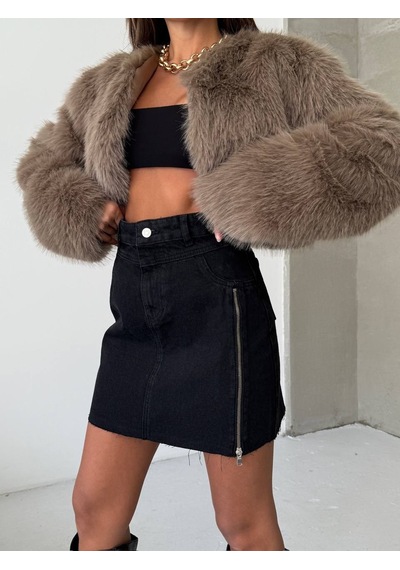Herton Kadın Siyah Fermuar Detaylı Denim Mini Etek - %100 Pamuk Yırtmaçlı Kot Etek Çok Renkli Herton Kadın Siyah Fermuar Detaylı Denim Mini Etek - %100 Pamuk Yırtmaçlı Kot Etek Çok Renkli