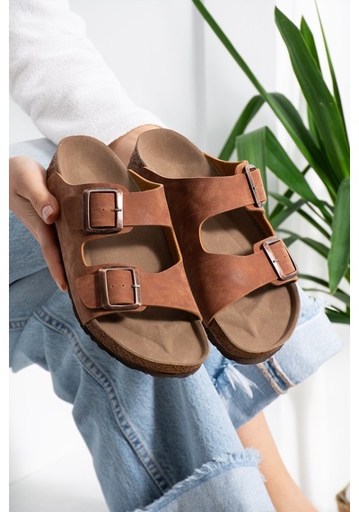 Stwenn Çift Tokalı Ortopedik Taban Terlik Unisex Günlük Rahat Kaymaz Taban Yazlık Sandalet Taba Stwenn Çift Tokalı Ortopedik Taban Terlik Unisex Günlük Rahat Kaymaz Taban Yazlık Sandalet Taba