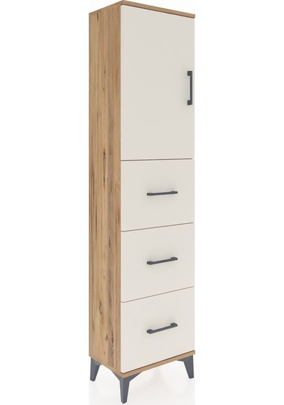 Arges Dolap Tek Raflı 3 Çekmeceli Tek Kapaklı 44x30x182 Çam-a... Çam