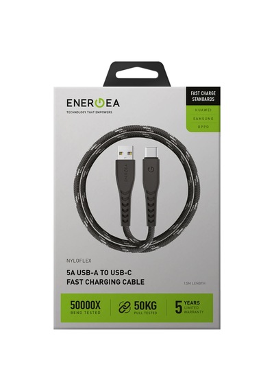 Nyloflex Usb 2.0 1.5m 5a Usb To Type-c Hızlı Şarj Kablo - Siyah