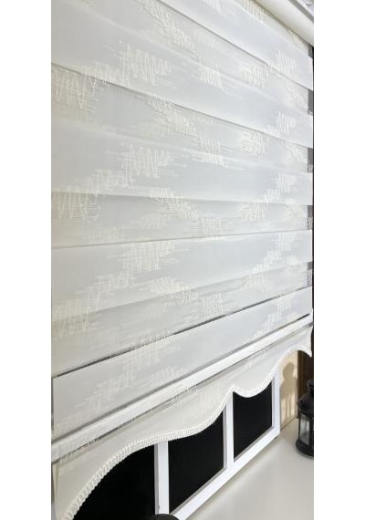 Storburada Zebra Stor Nakışlı Ekru Etek Dilimli St 124 Ekru