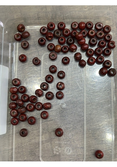 75 Adet 1 Cm Bambu Bordo Delikli Boncuk